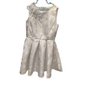 Disney Princess Dress White Silver Sequins Frozen Snowflake Size 9/10 Elsa Nice